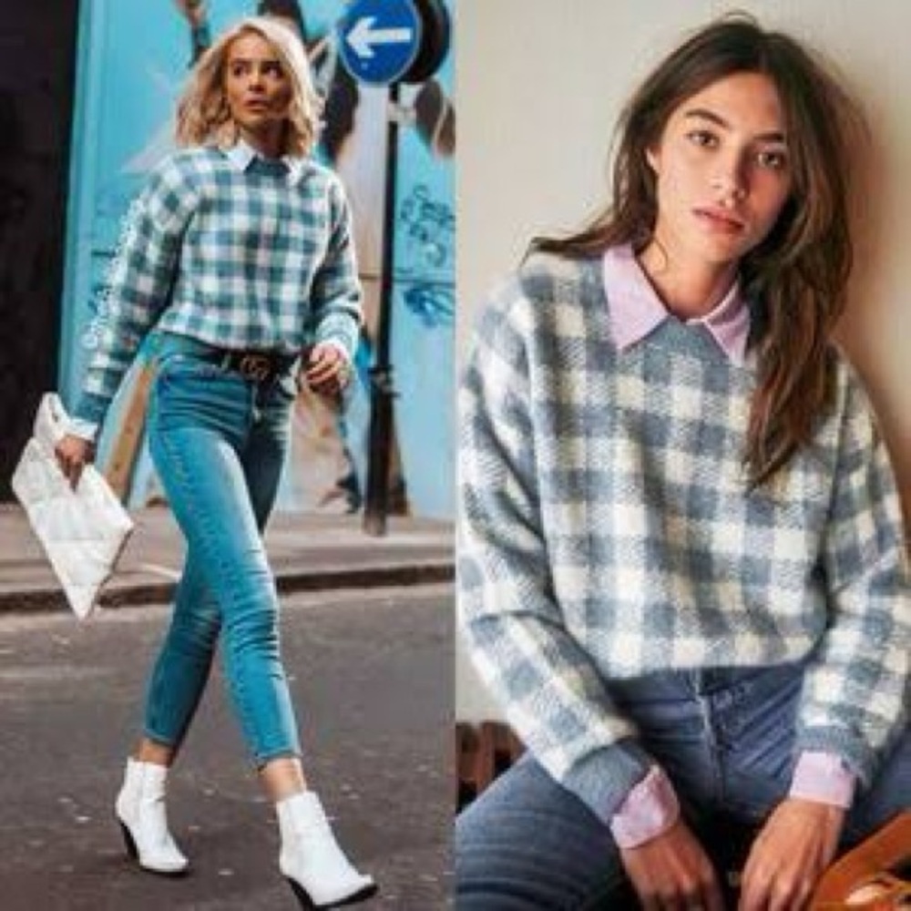 Sezane Becky jumper - blue vintage ecru